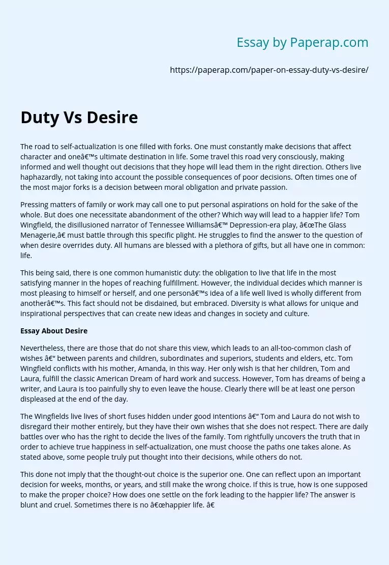 Duty Vs Desire