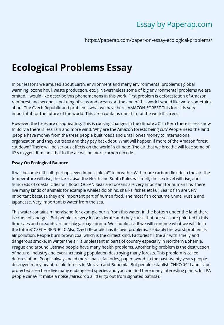 Ecological Problems Essay