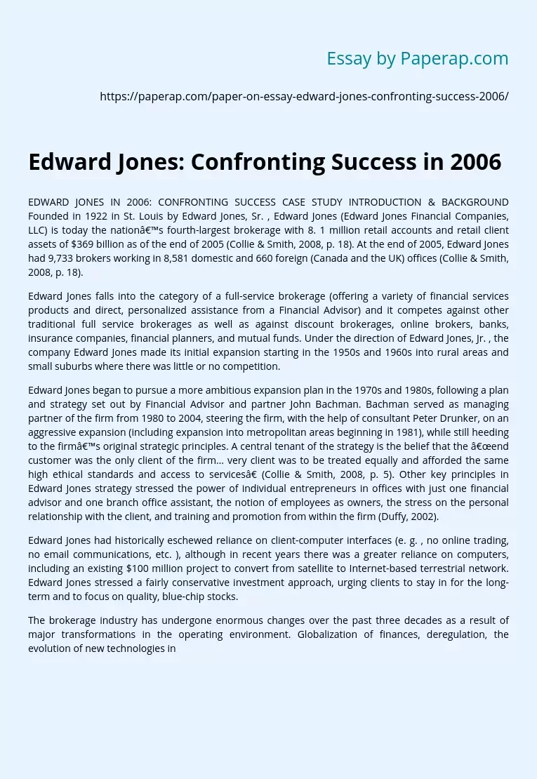 Edward Jones: Confronting Success in 2006