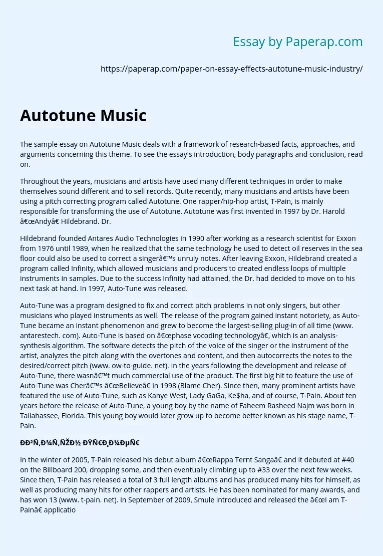 Usage of Autotune in Music Industry