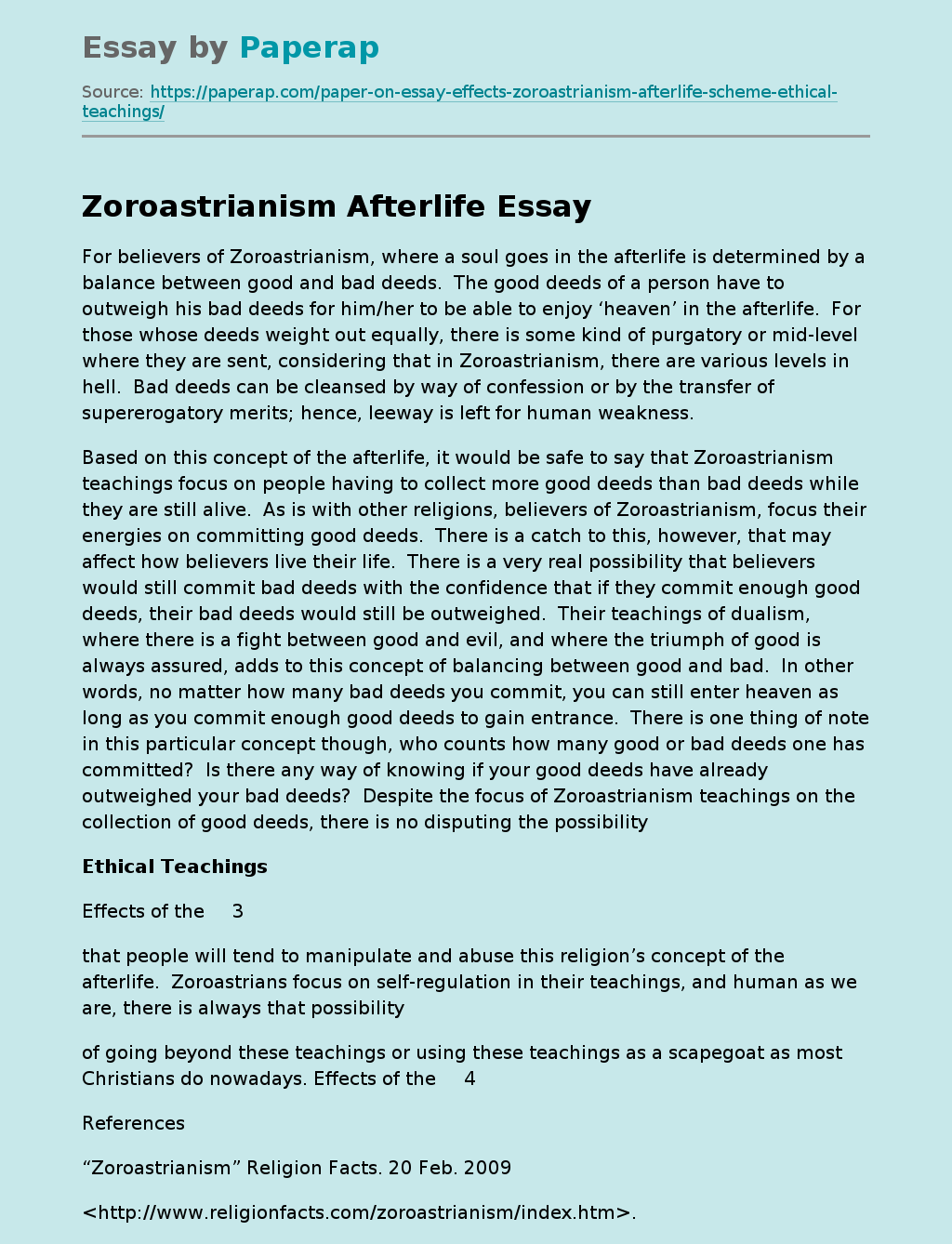 Zoroastrianism Afterlife