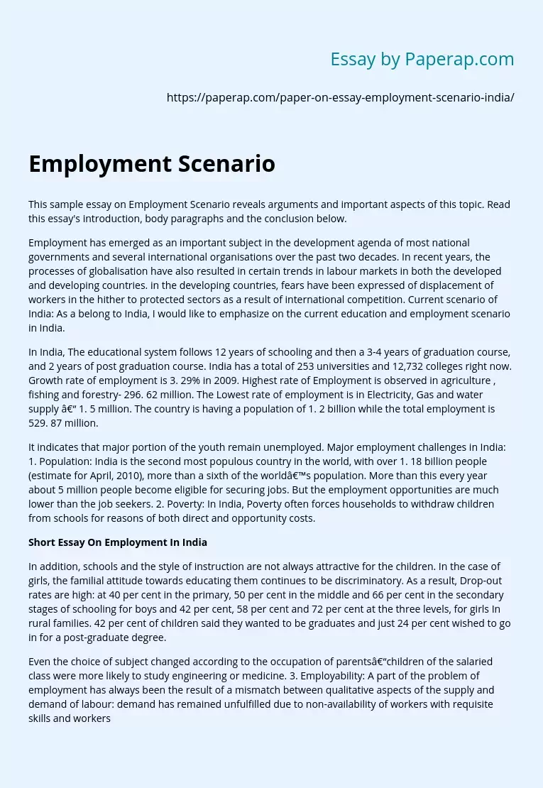 Employment Scenario
