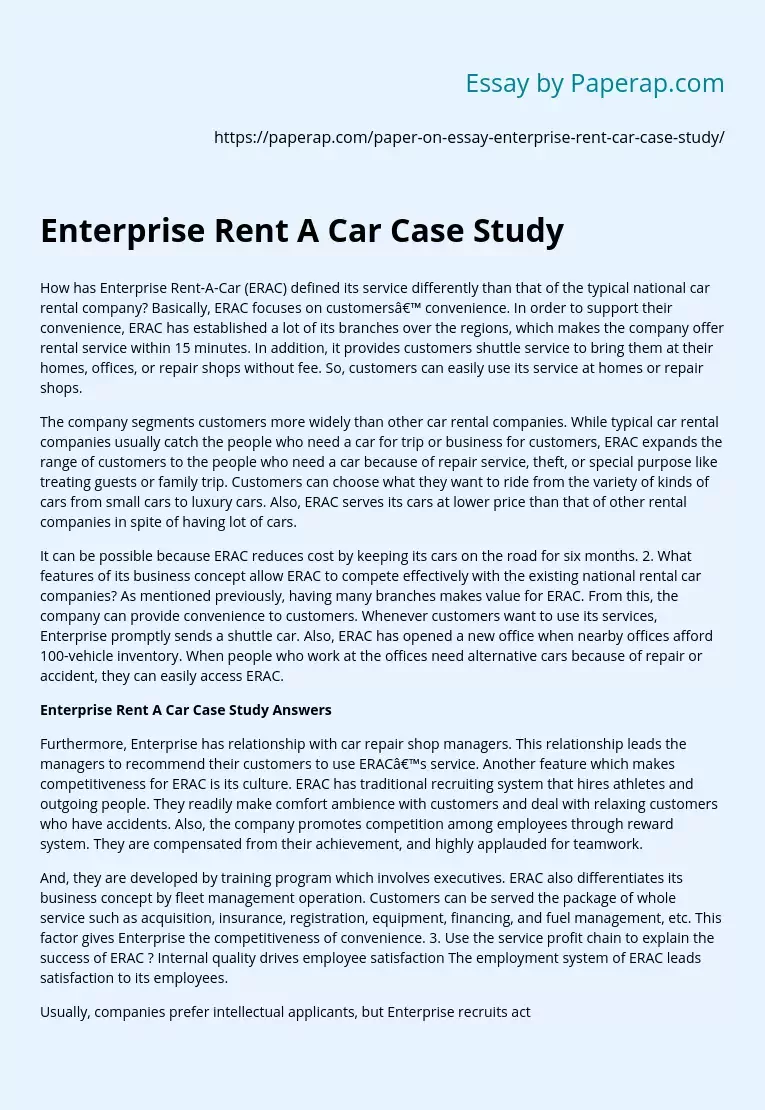 Enterprise Rent A Car Case Study
