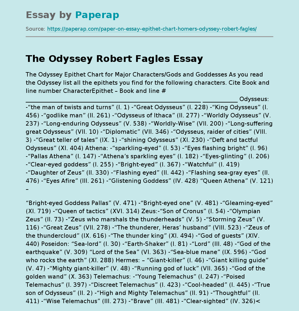 The Odyssey Robert Fagles