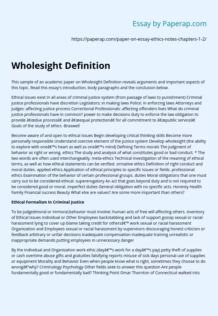 Wholesight Definition