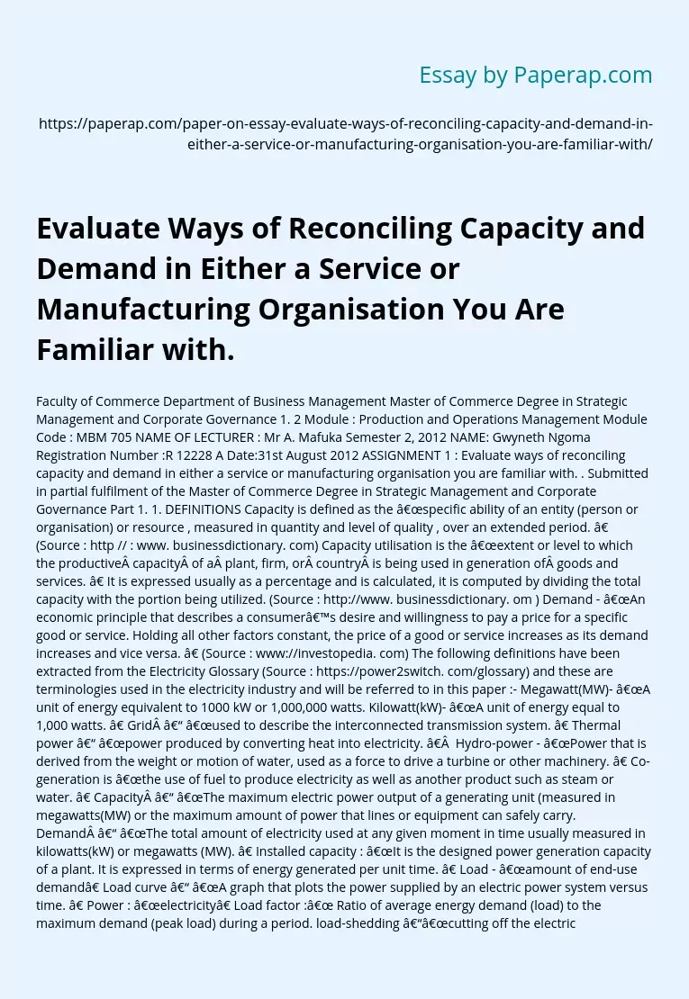 Capacity and Demand Reconciliation in Orgs?