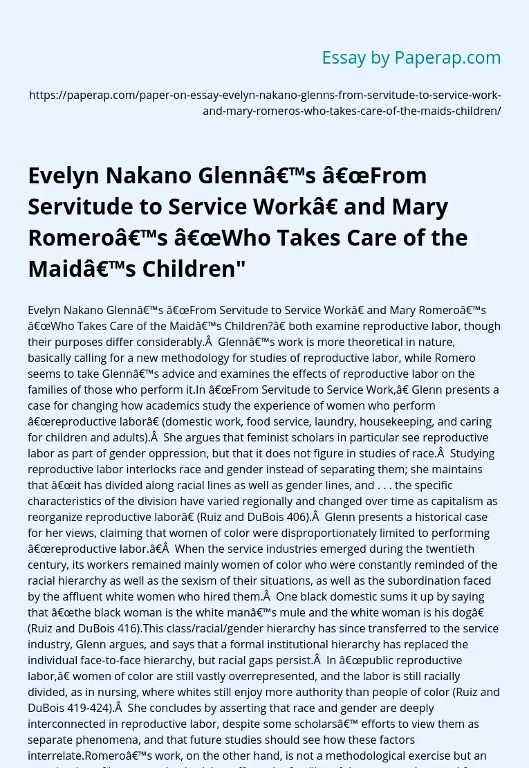 Servitude & Service Work: A Comparison