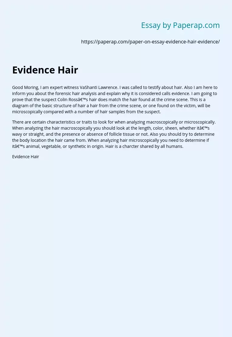 Forensic Hair Analysis with Expert Witness VaShanti Lawrence