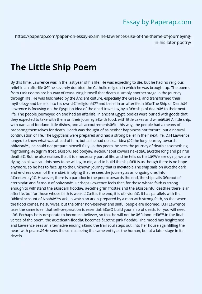 The Little Ship Poem