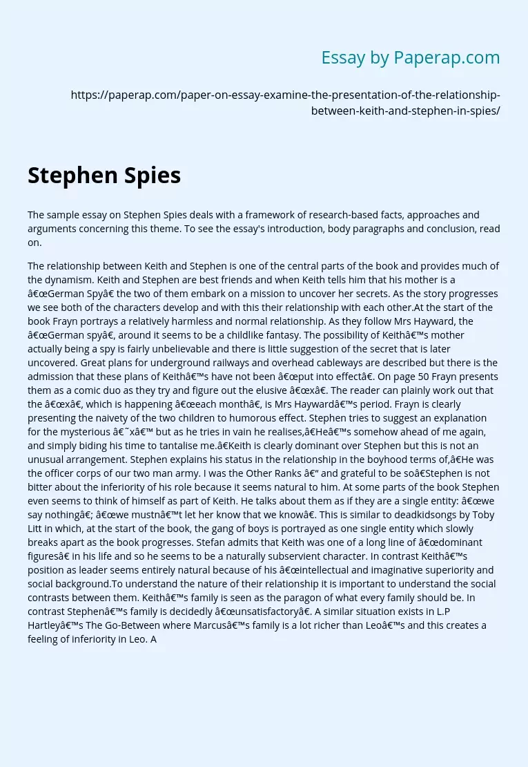 Stephen Spies: A Research-based Analysis