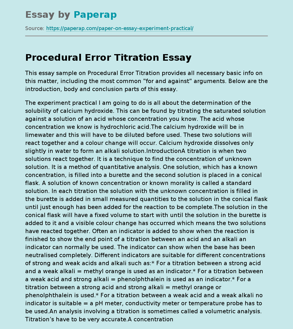Procedural Error Titration