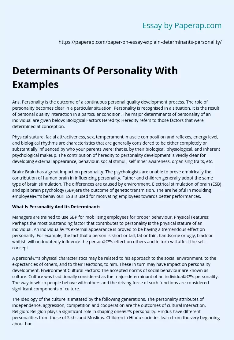 Determinants Of Personality With Examples