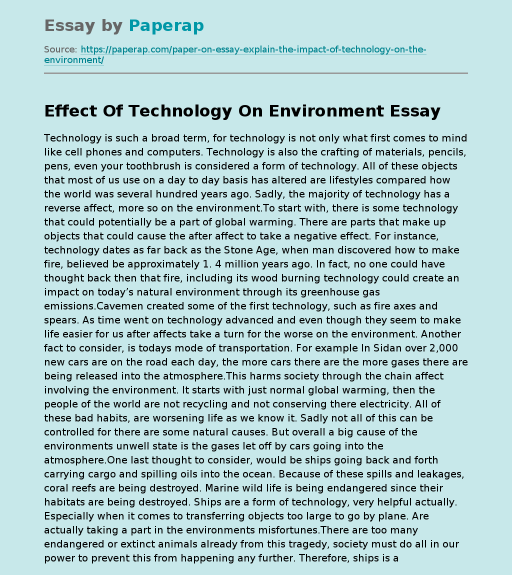 Effect Of Technology On Environment