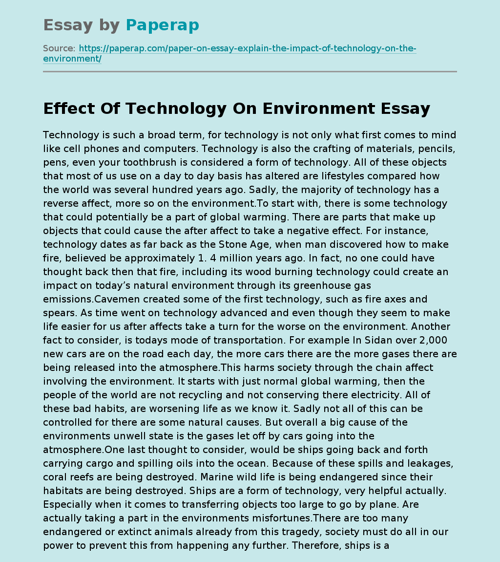 how does science and technology affect the environment essay