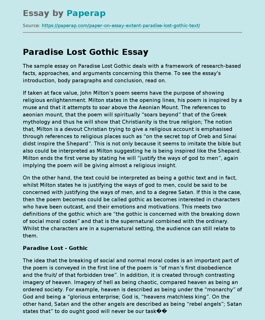 "Paradise Lost" - Gothic