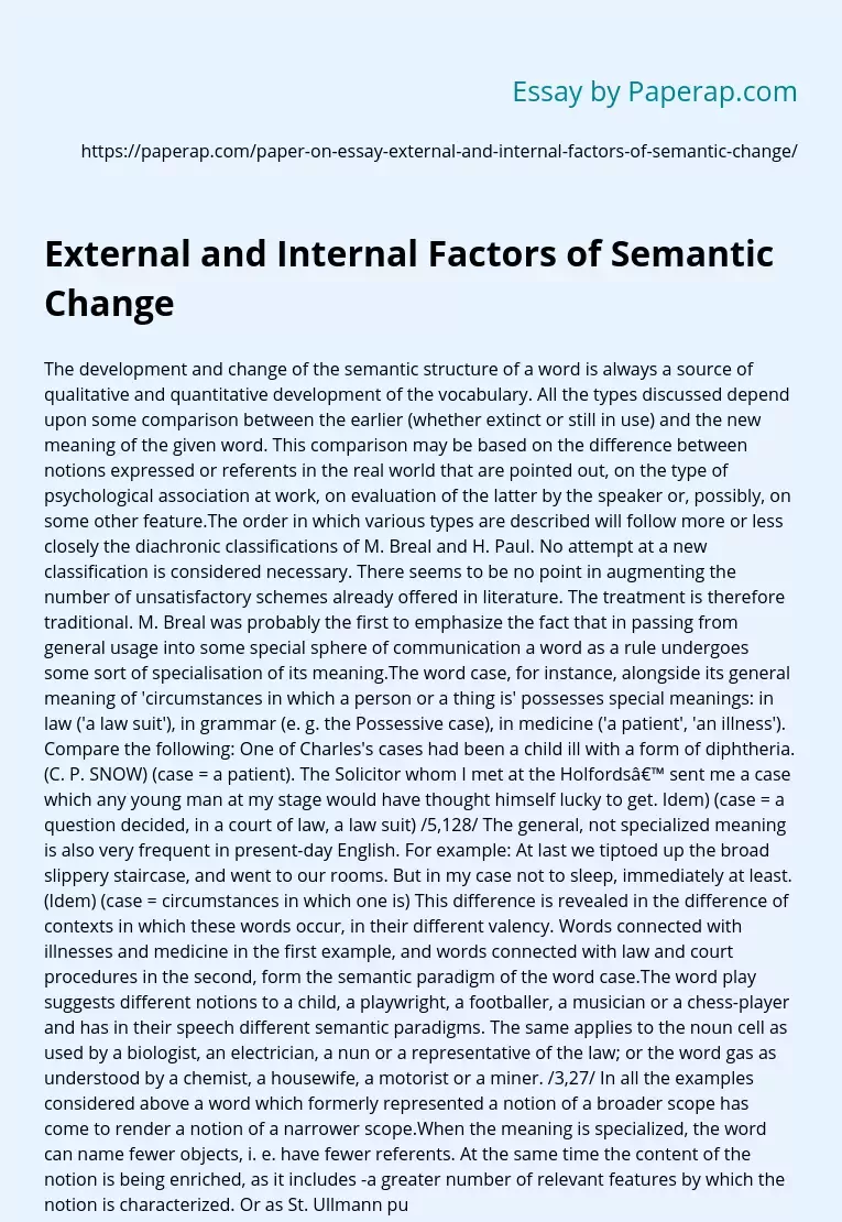 External and Internal Factors of Semantic Change