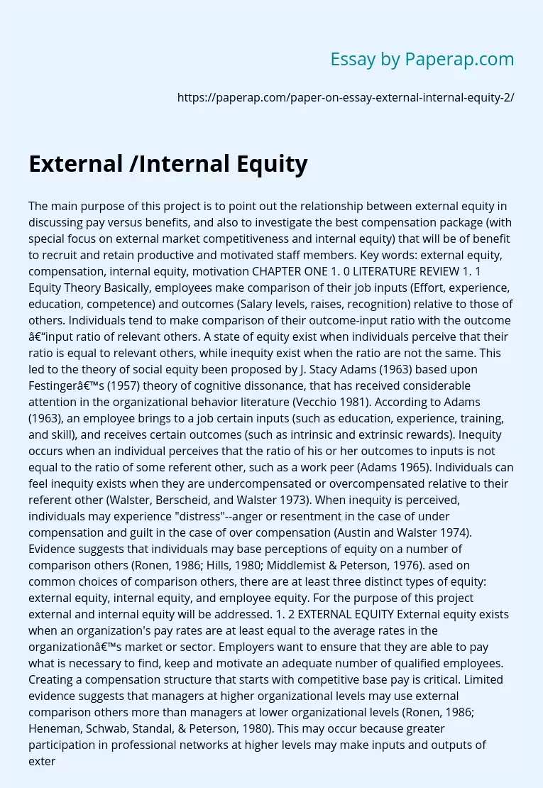 External /Internal Equity