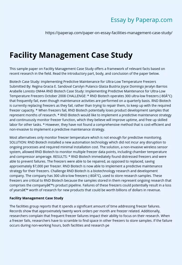 Facility Management Case Study