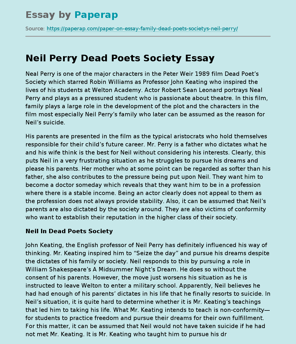 Neil Perry Dead Poets Society