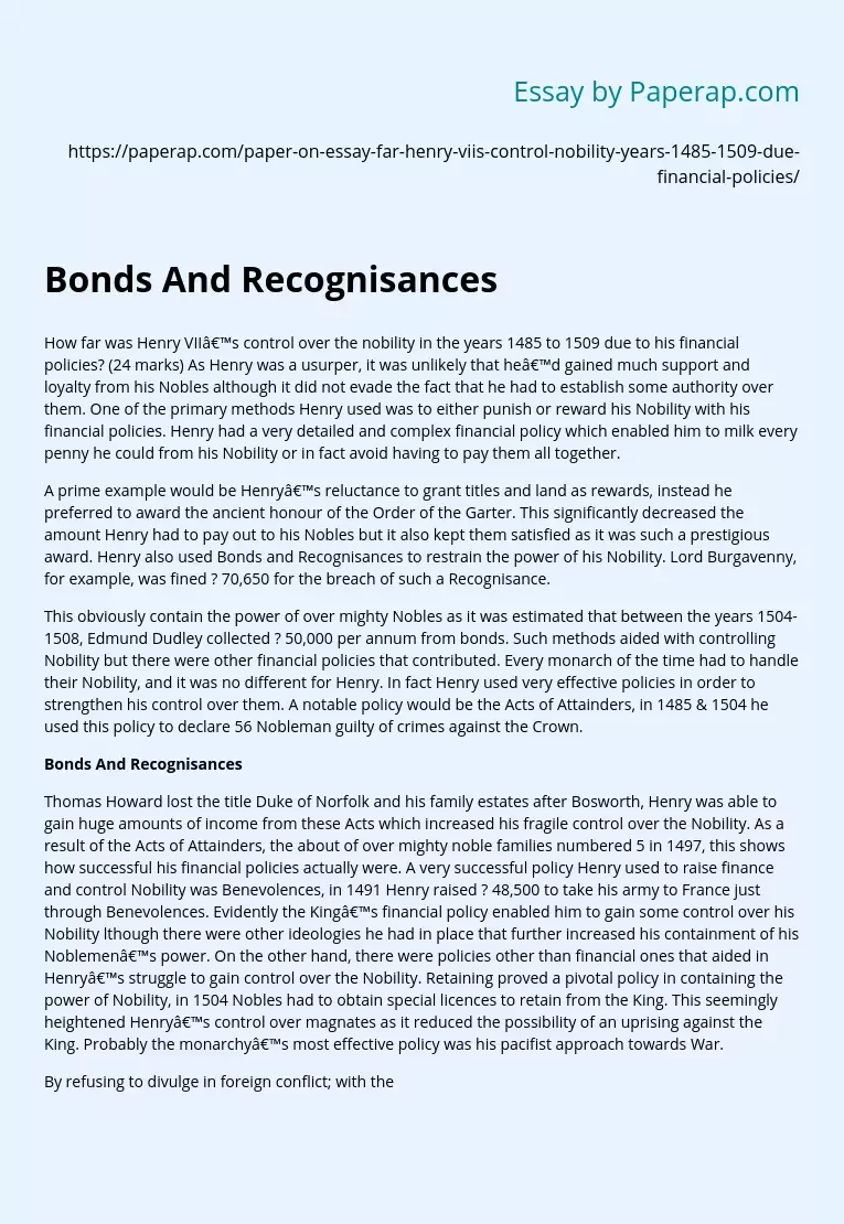 Bonds And Recognisances