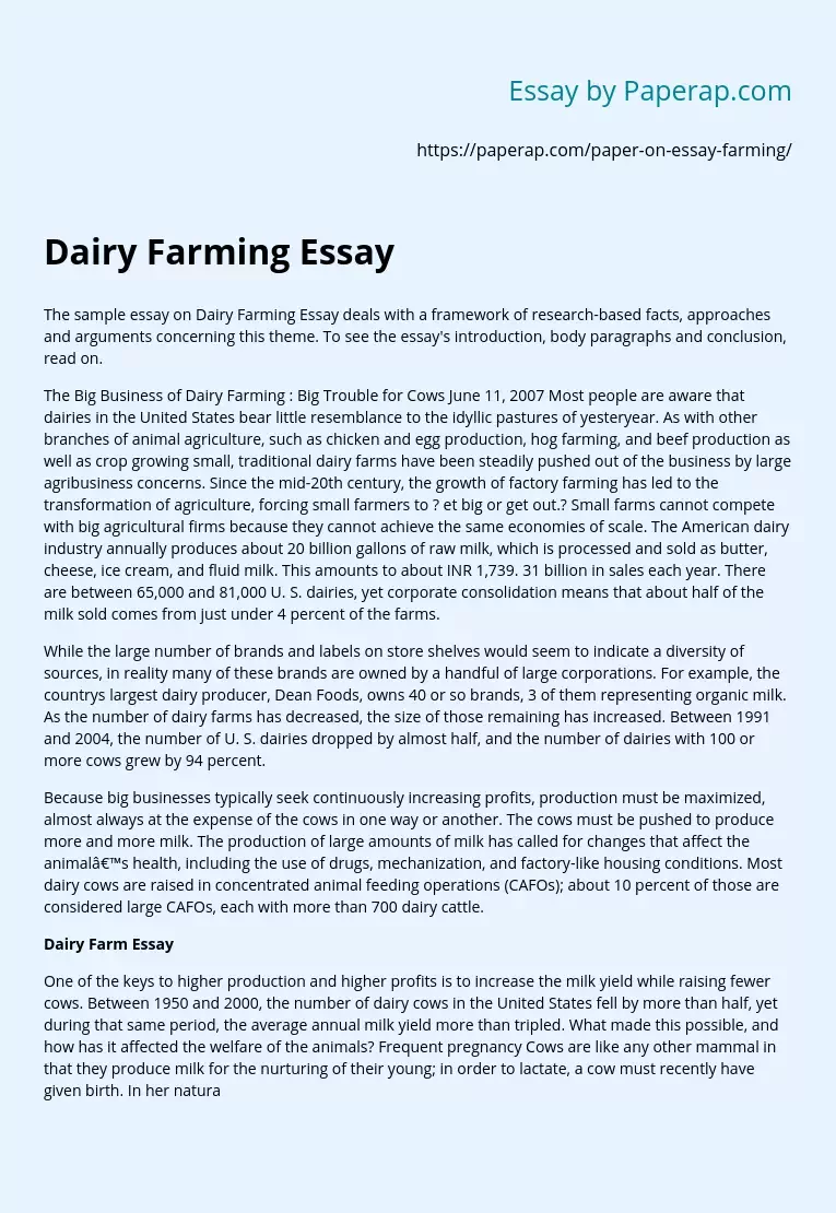 Dairy Farming Essay