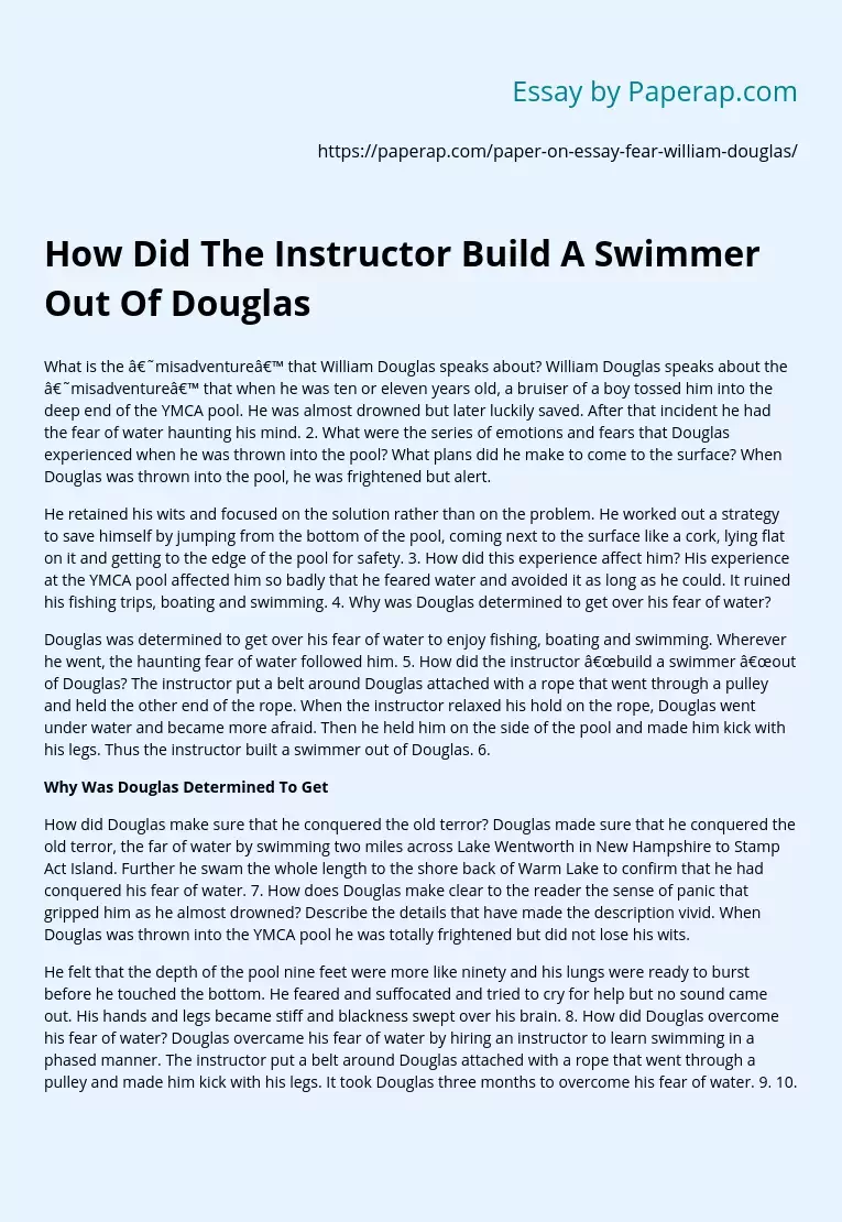 How Did The Instructor Build A Swimmer Out Of Douglas