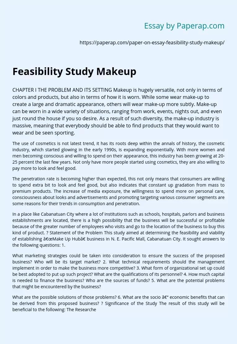 Feasibility Study Makeup