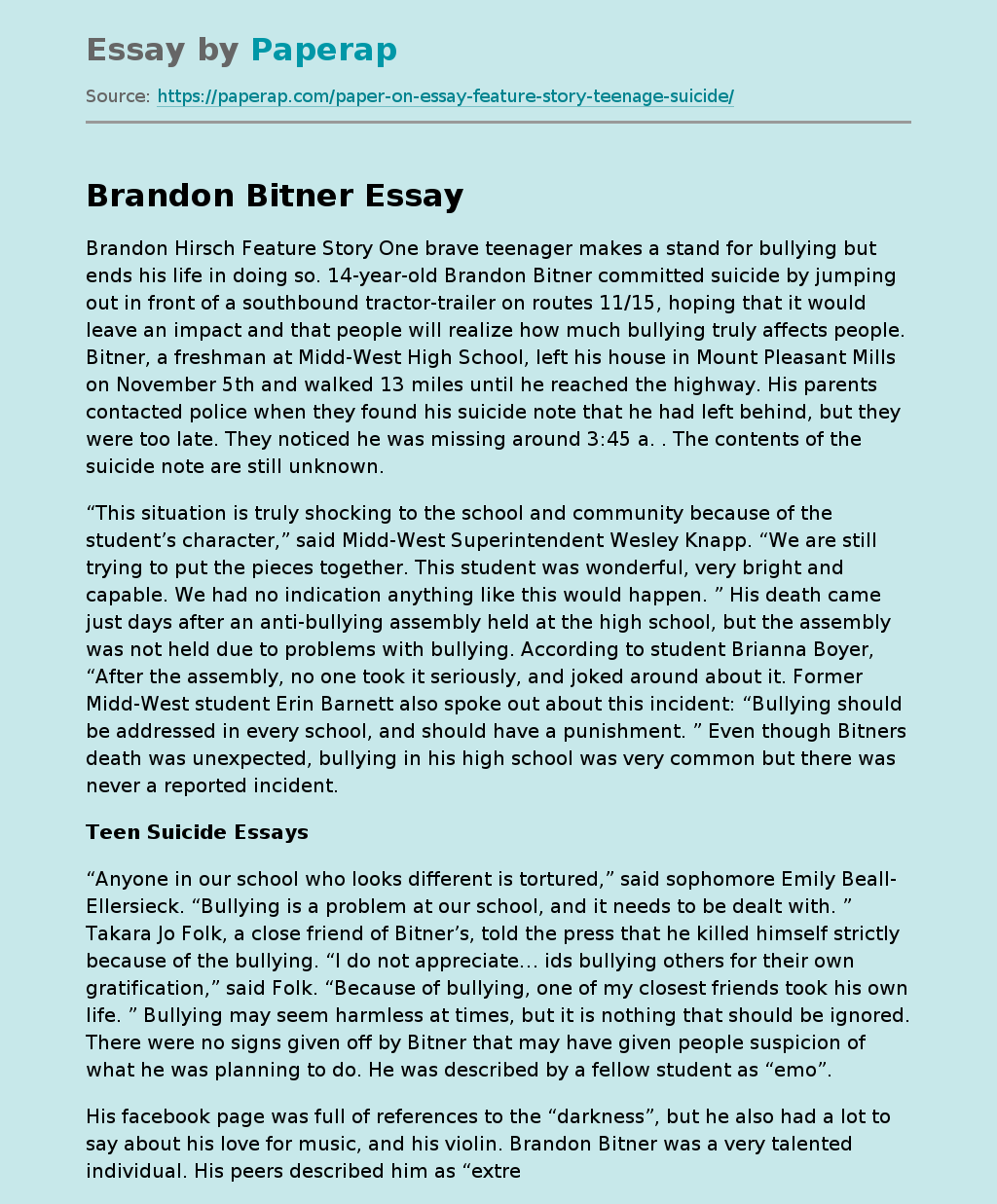 Brandon Hirsch Feature Story