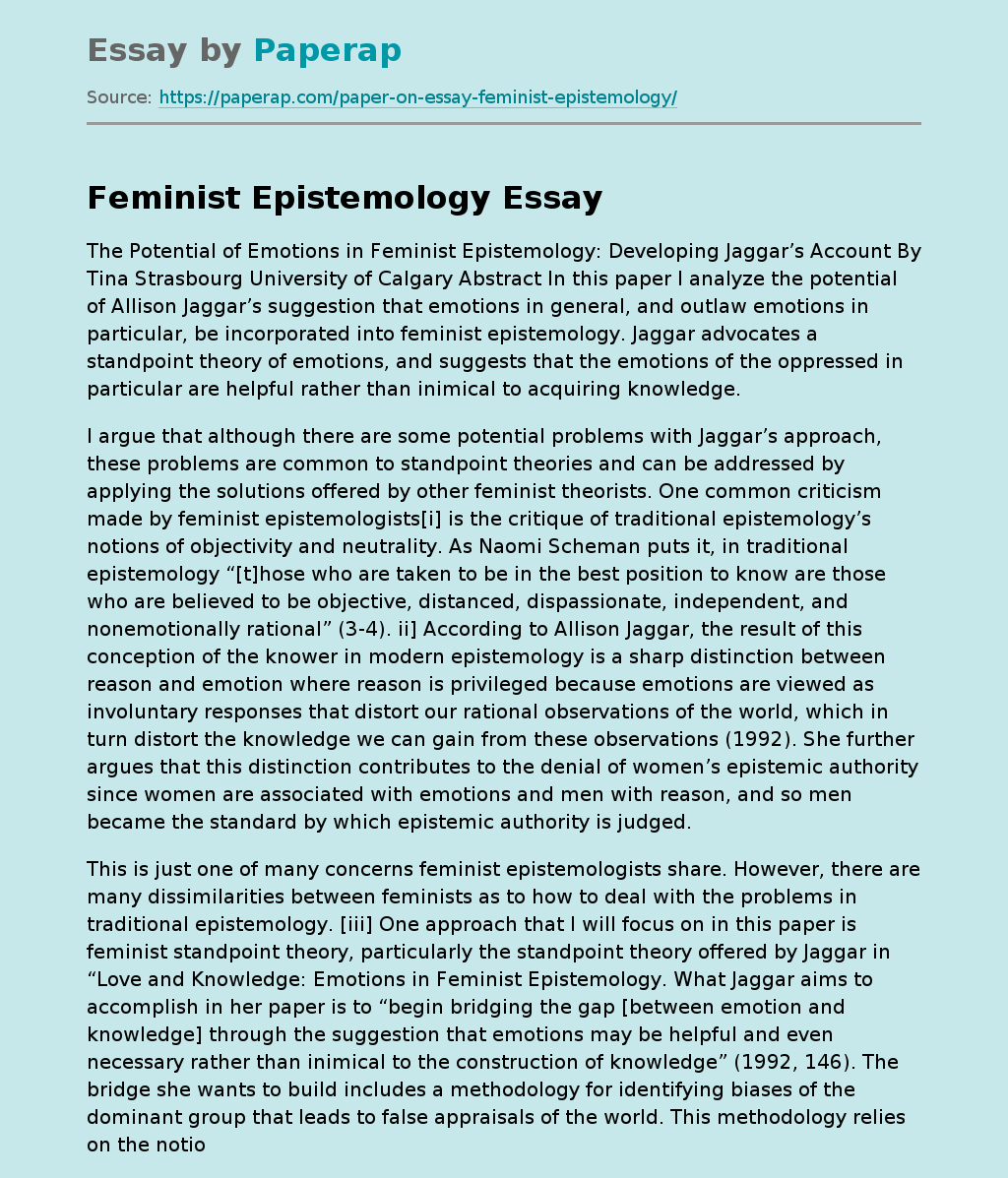 Feminist Epistemology