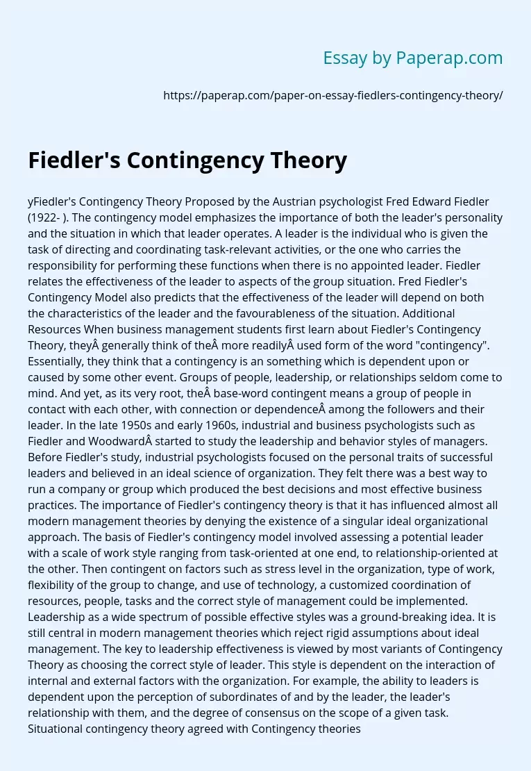 Fiedler&#039;s Contingency Theory