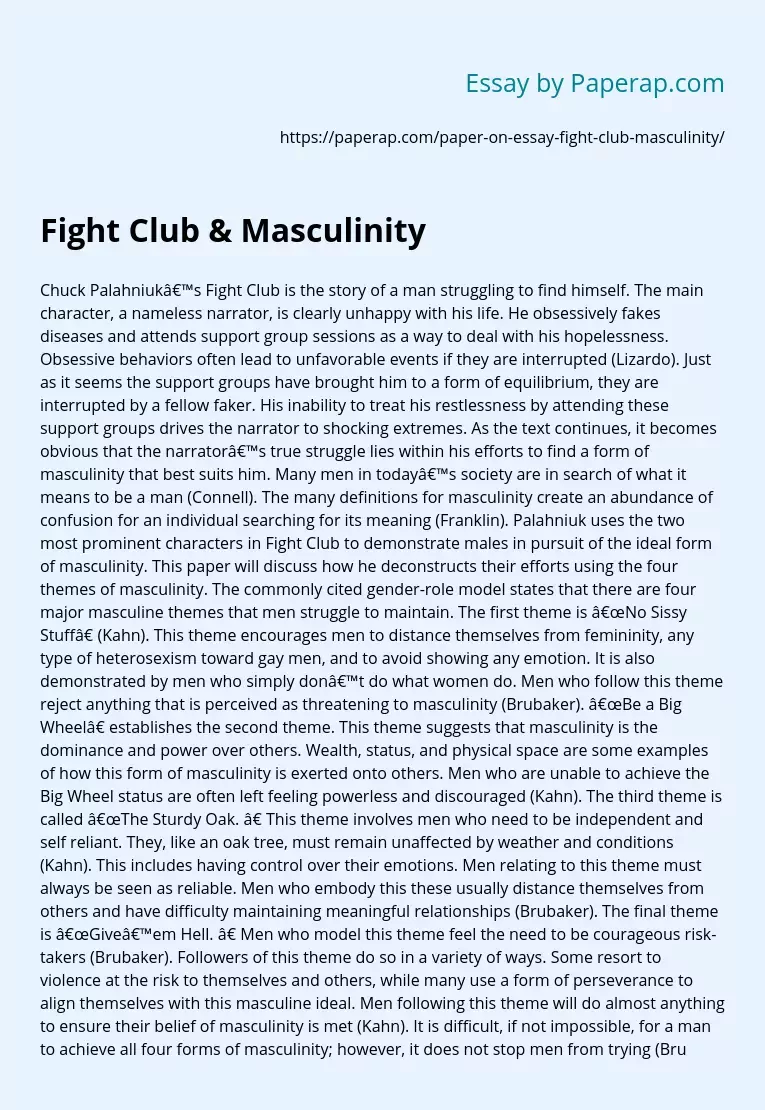 Реферат: Fight Club Analysis Of Great Essay Research