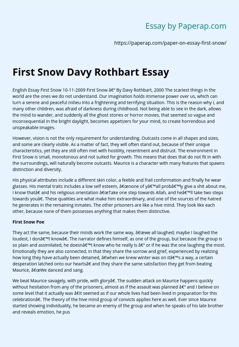 First Snow Davy Rothbart Essay