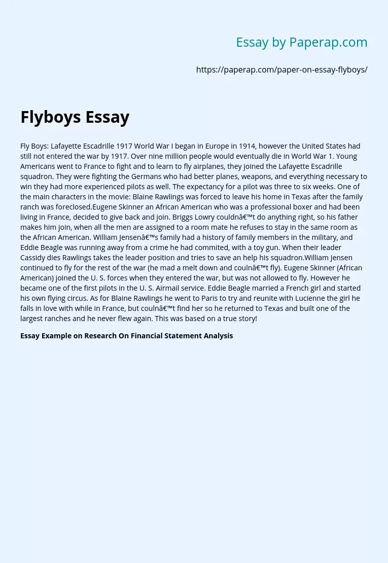 Flyboys Essay