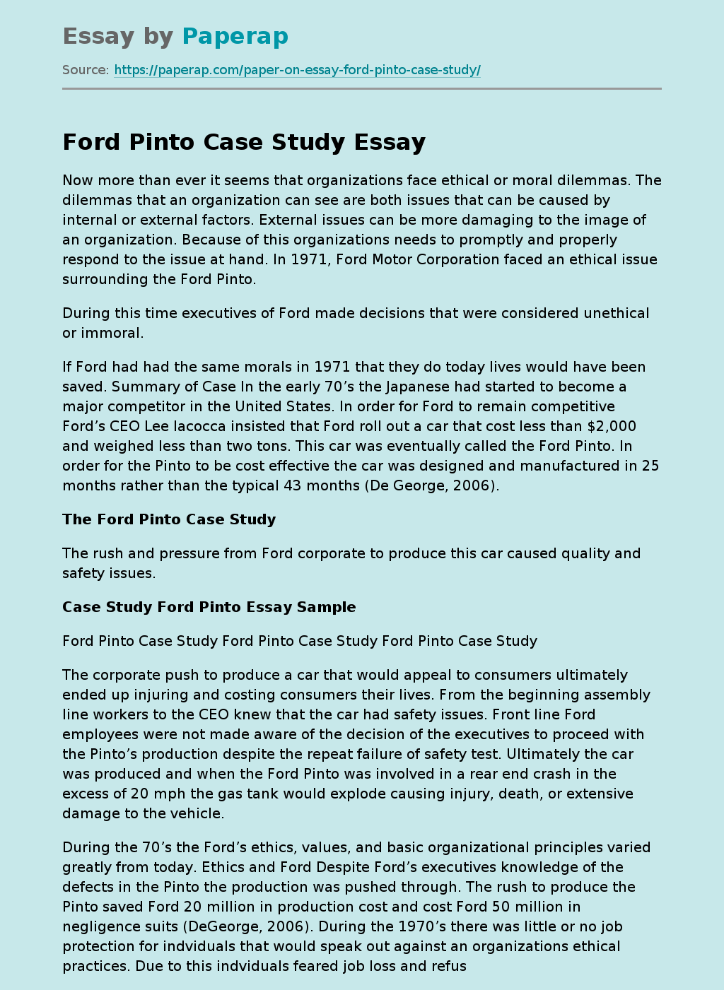 Ford Pinto Case Study