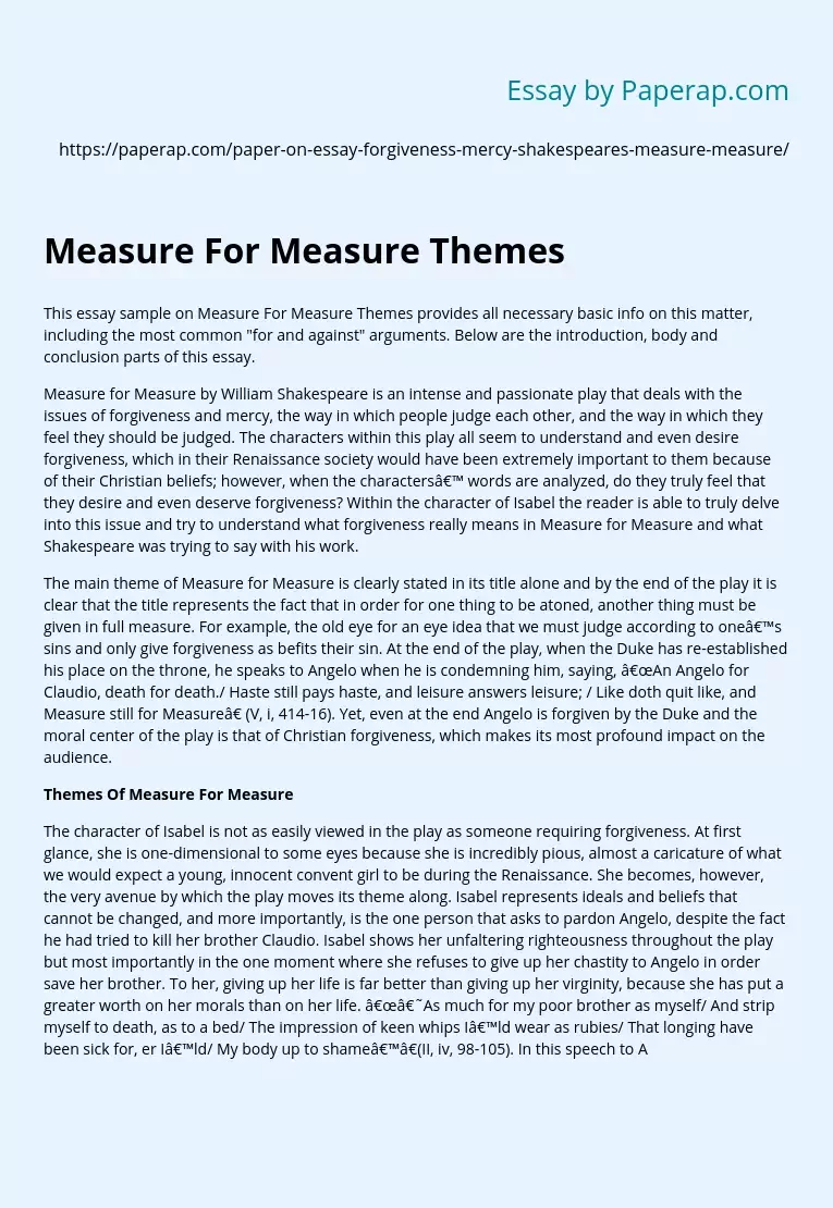 Measure For Measure Themes