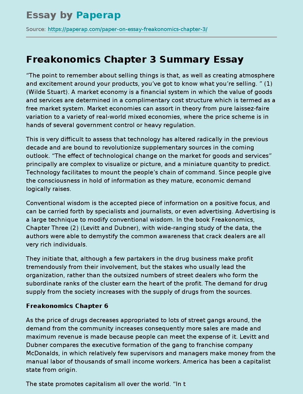 essay questions for freakonomics