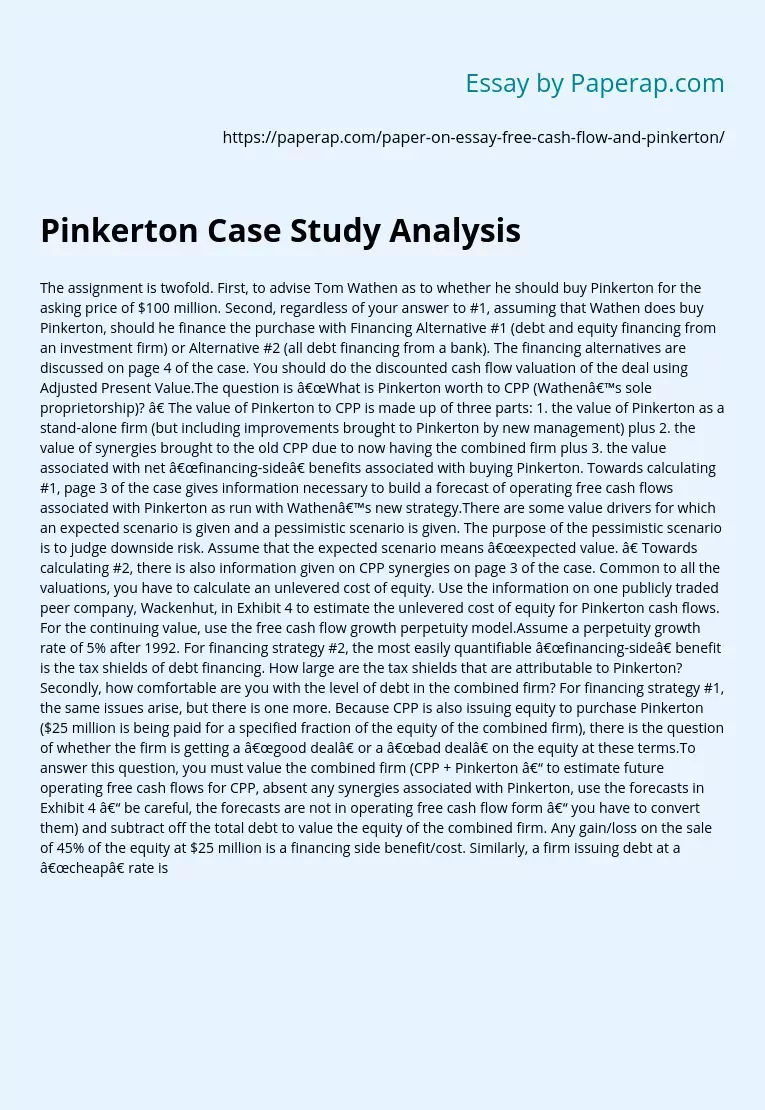 Pinkerton Case Study Analysis