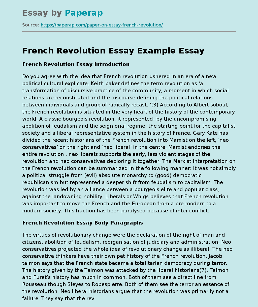 french revolution thesis