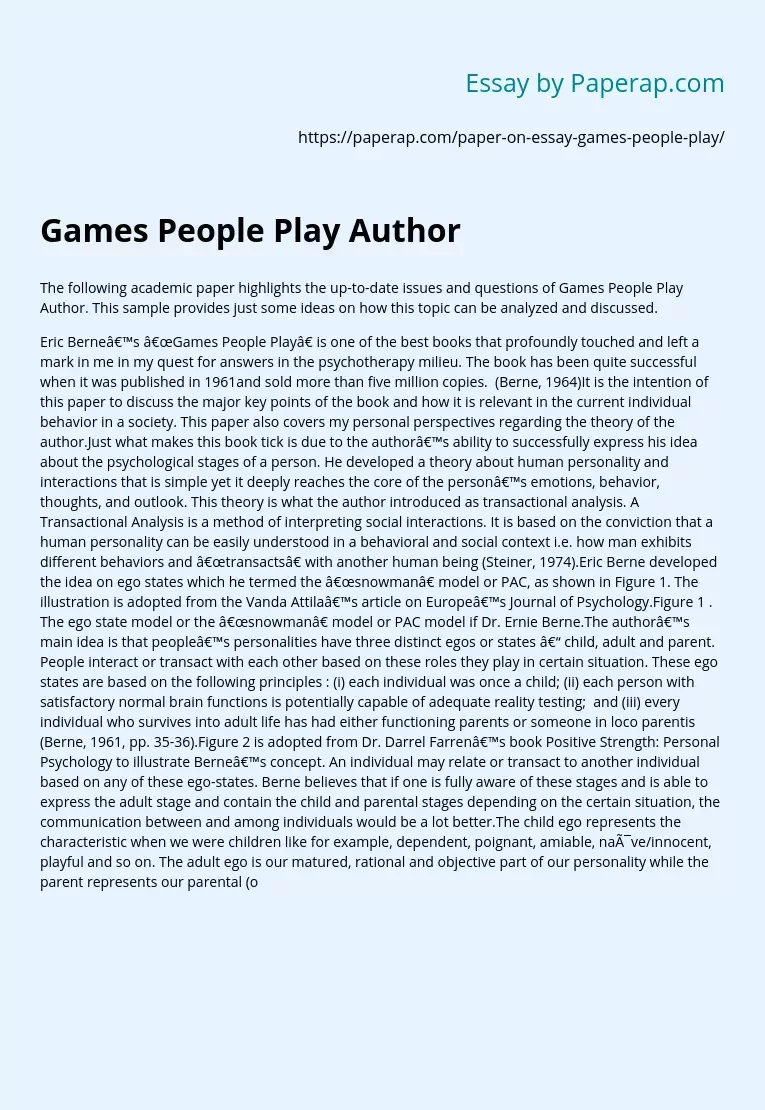 Games People Play Author