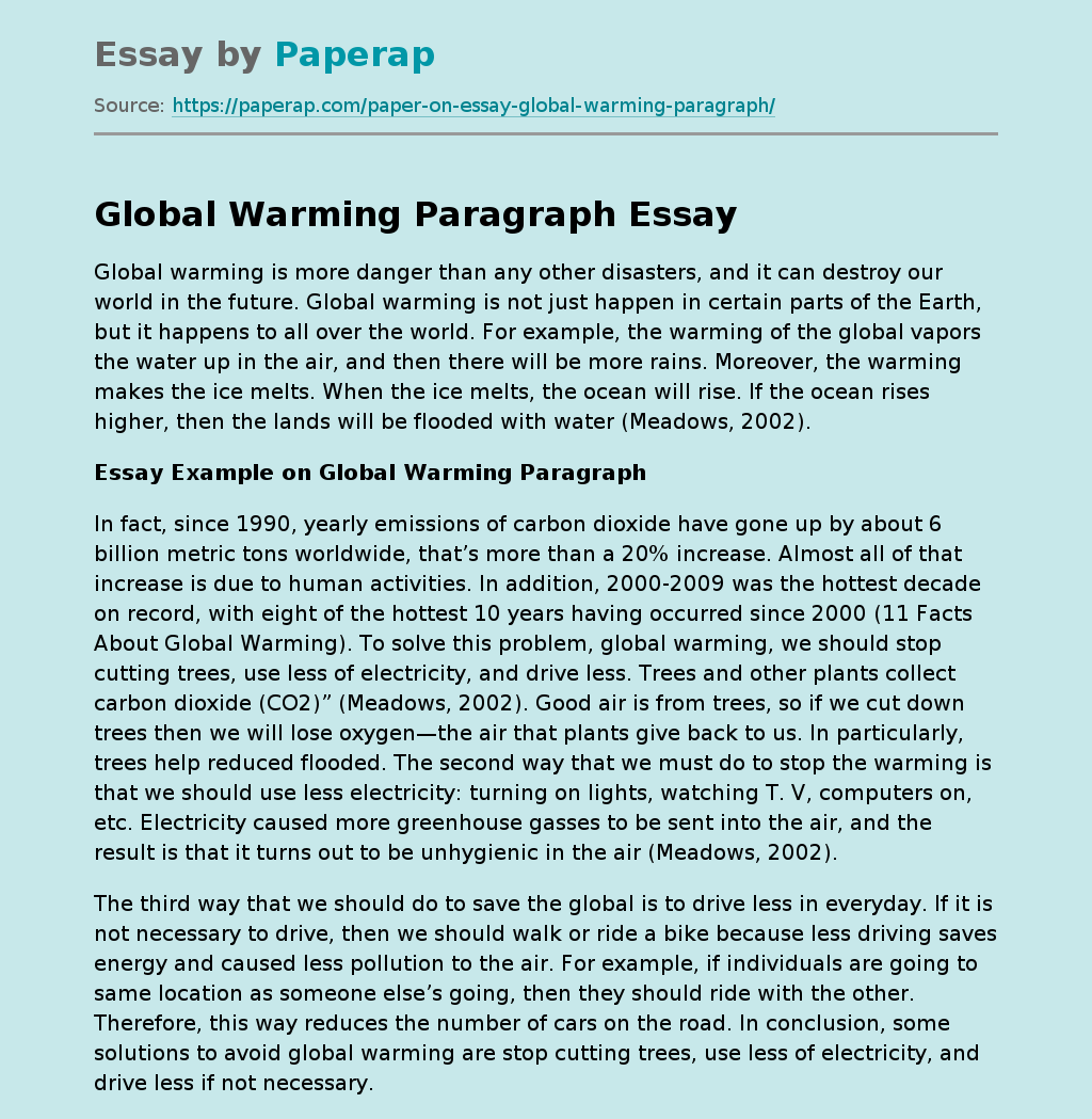 paragraph on global warming