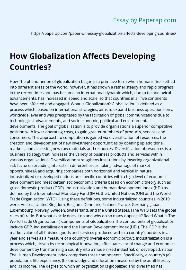 How Globalization Affects Developing Countries?
