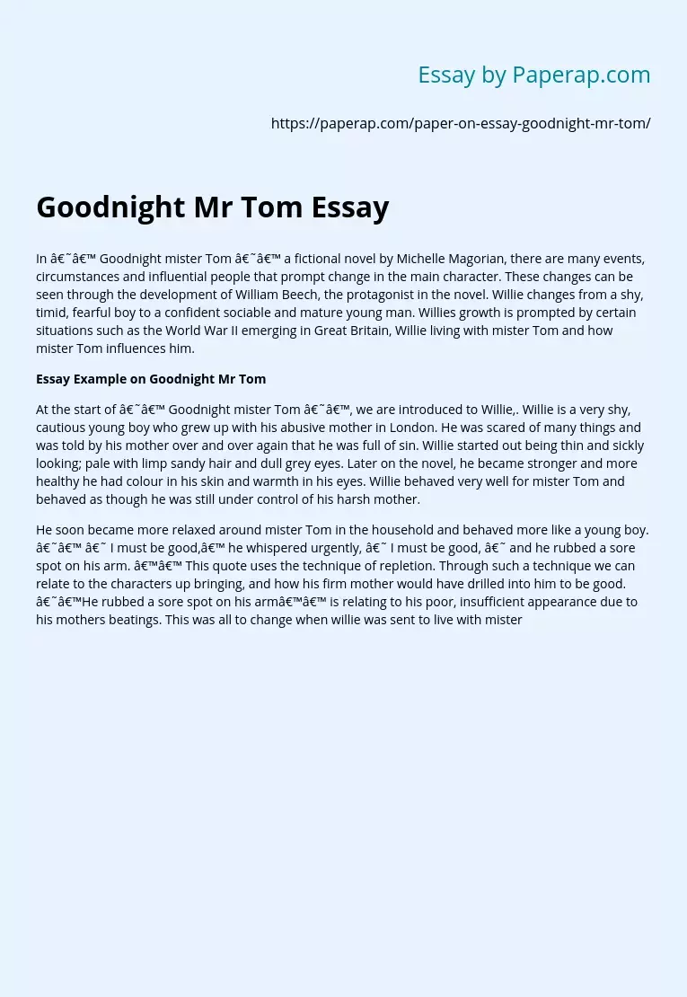 Goodnight Mr Tom Essay