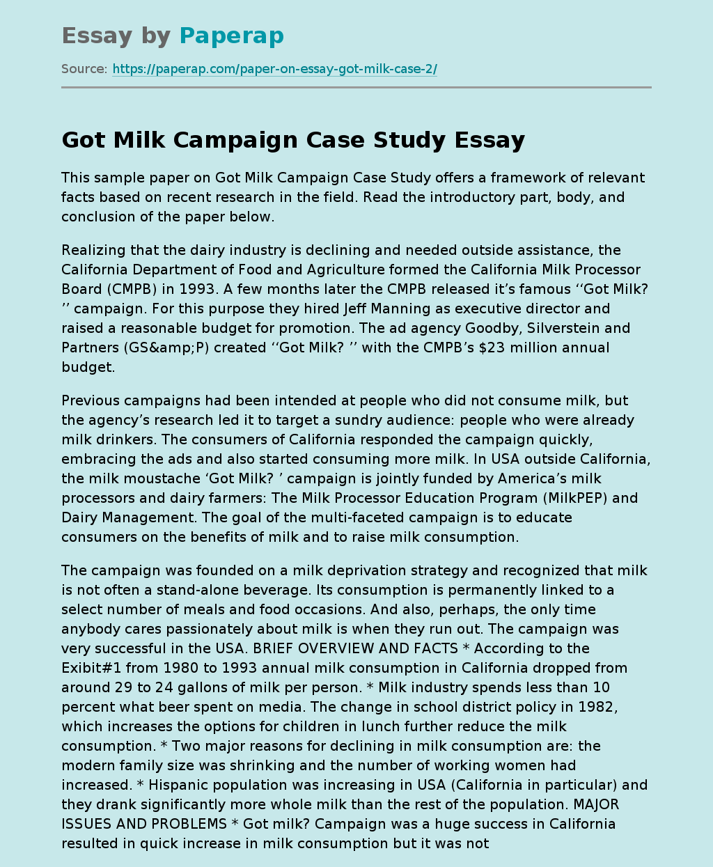 Got Milk Campaign Case Study