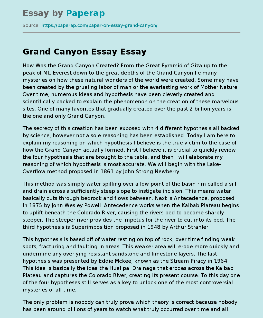 informative essay about grand canyon