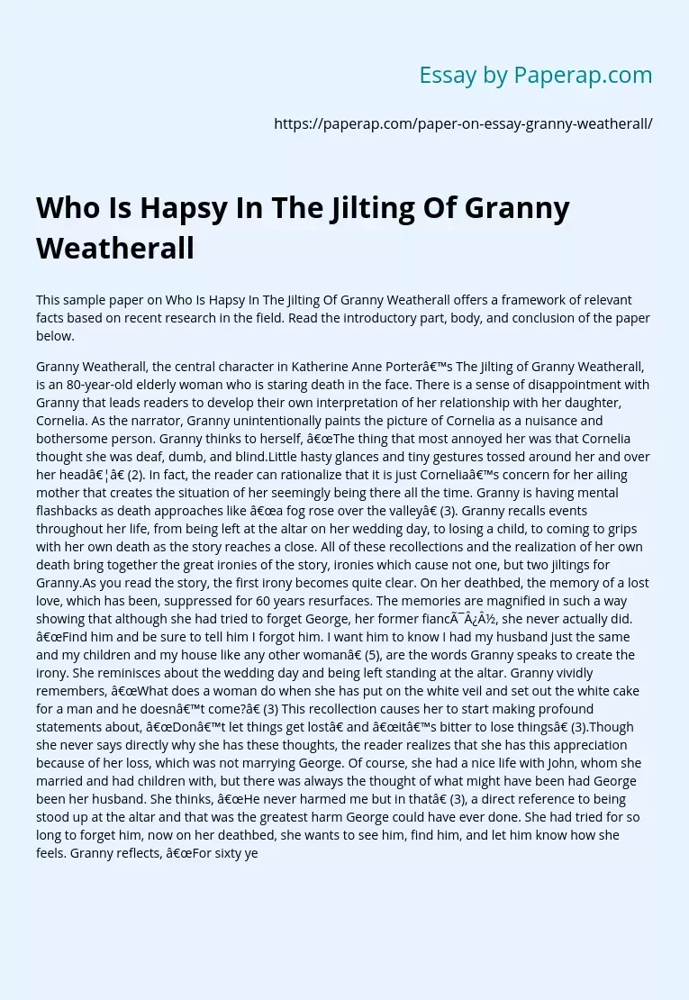 Who Is Hapsy In The Jilting Of Granny Weatherall