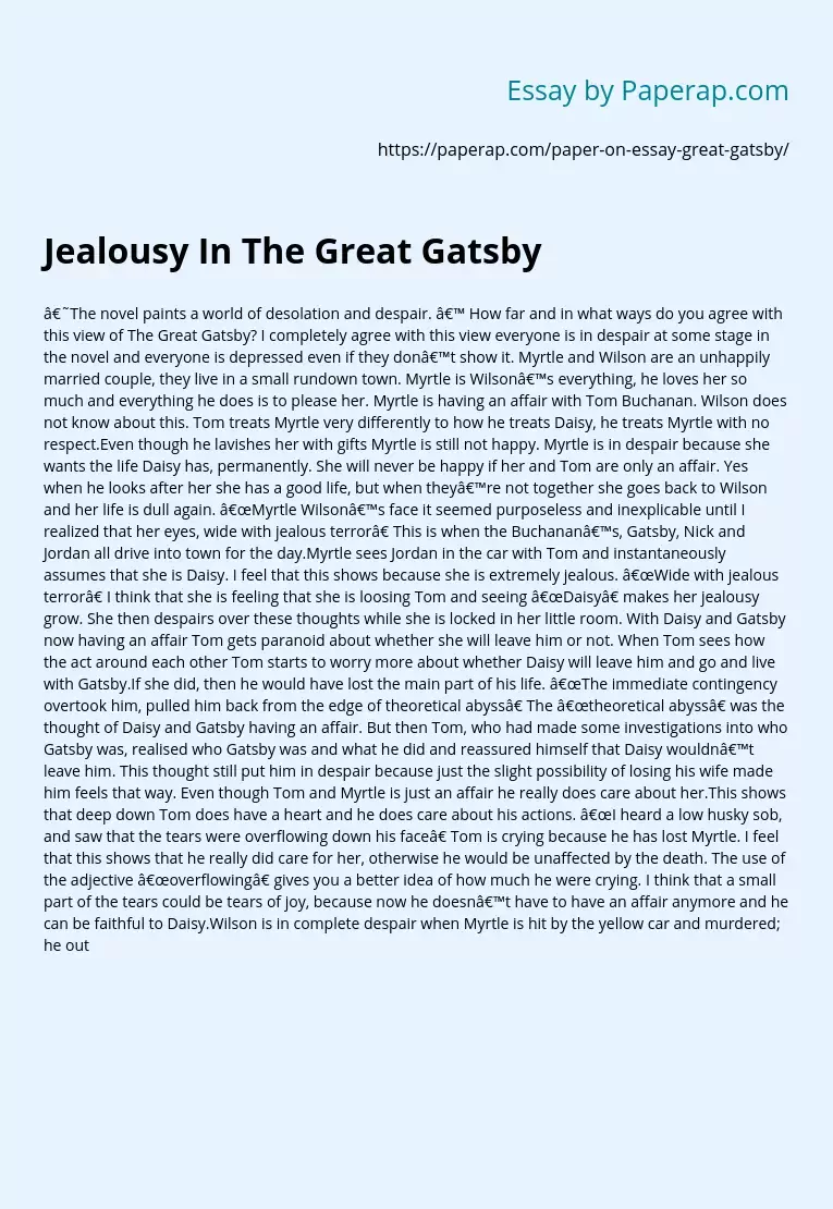The Jealousy Question in 