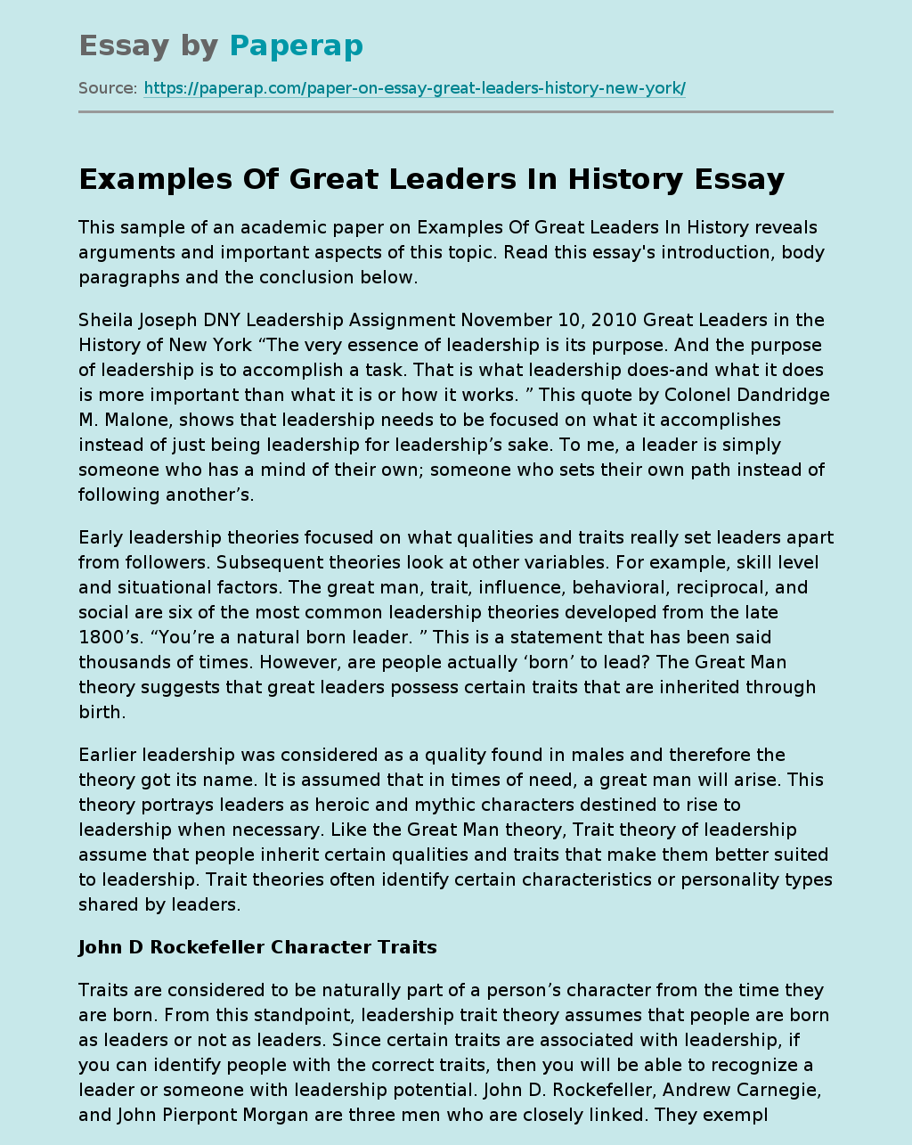 Examples Of Great Leaders In History
