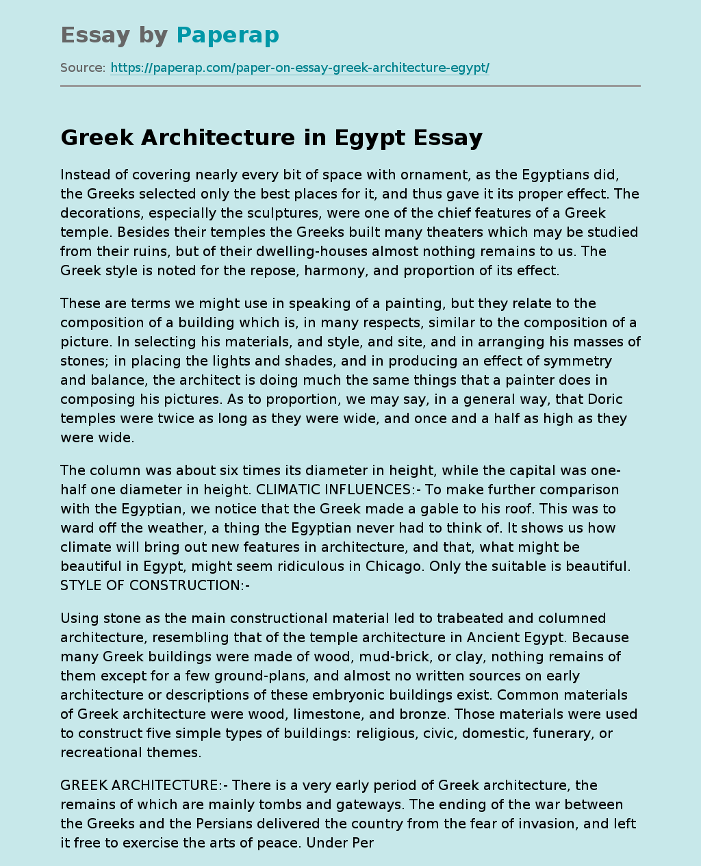 Greek Architecture in Egypt