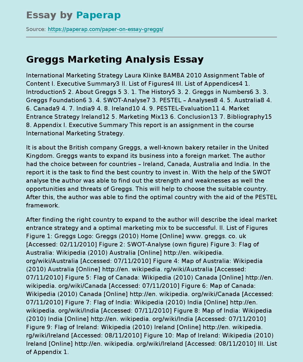 Greggs Marketing Analysis