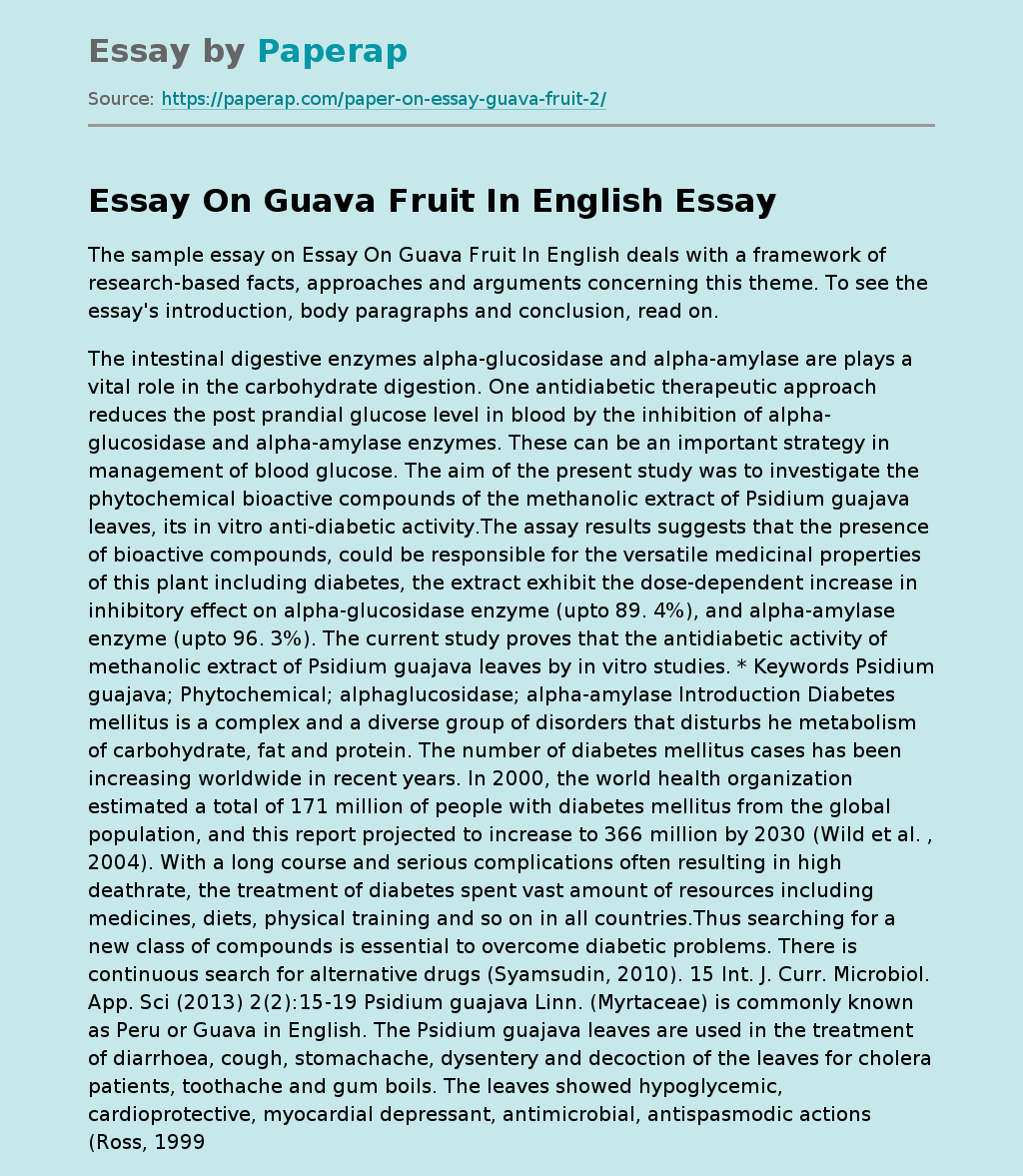 Essay On Guava Fruit In English